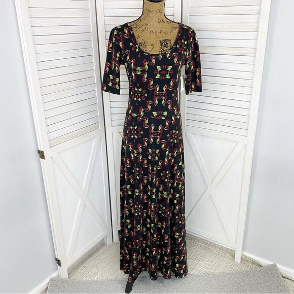 LulaRoe Ana Aztec Geometric Print Maxi Dress Black Small - Picture 1 of 12